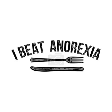 Illustration for I Beat Anorexia: Ironic Slogan with Fork and Knife on White Background - Royalty Free Image