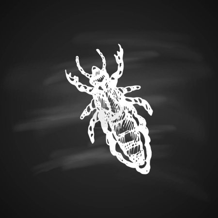 Ilustración de The white silhouette of the beetle crum painted a gel pen on black background - Imagen libre de derechos