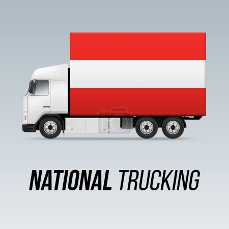 Ilustración de Símbolo de camión de reparto nacional con bandera de Austria. Icono nacional de camiones y bandera austriaca - Imagen libre de derechos
