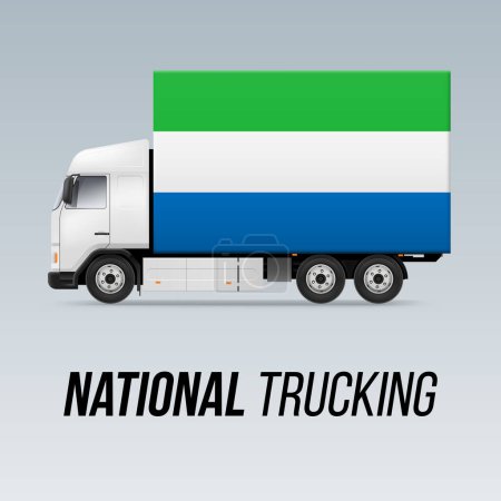 Symbol of National Delivery Truck with Flag of Sierra Leone. National Trucking Icon and flag colors