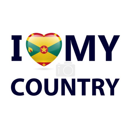 Illustration for I Love My Country - Grenada. Heart with flag design - Royalty Free Image