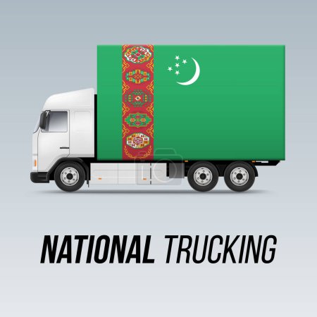 Illustration for Symbol of National Delivery Truck with Flag of Turkmenistan. National Trucking Icon and Turkmenian flag - Royalty Free Image