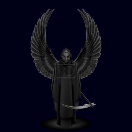 Plague Doctor with Two Wings Up Over. Medieval Death Symbol Plague Doctor Mask Isolated on Black Background for Web, Poster, Info Graphic
