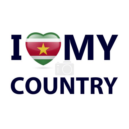 Coeur aux couleurs du drapeau surinamais. J'aime mon pays - Suriname
