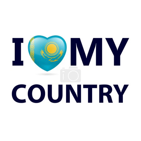 Téléchargez les illustrations : Coeur aux couleurs du drapeau kazakh. J'aime mon pays - Kazakhstan - en licence libre de droit