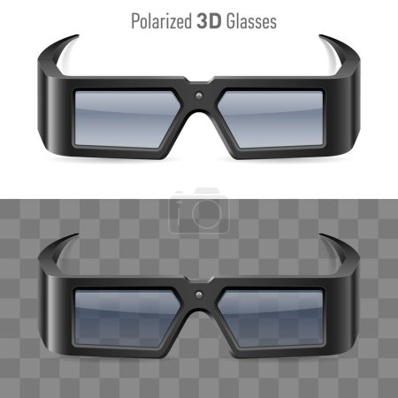Illustration of Polarized 3D Cinema Glasses on White and Transparent Background. Movie Watching Accessory Design Element