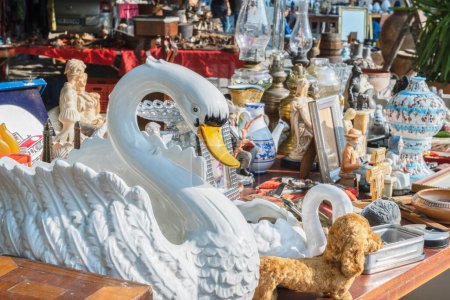 Old items and knick-knacks at a flea market