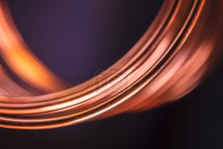 Photo for Copper wire closeup with blurred background, stock market raw materia industry - Royalty Free Image