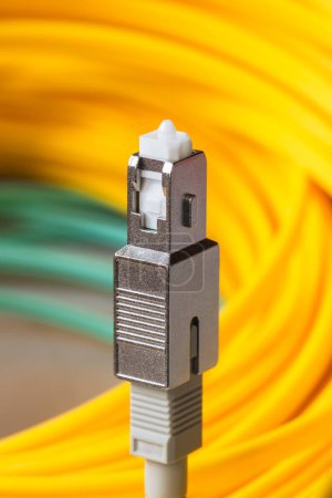Macro view of flat multi-colored cable ribbon computer connecting