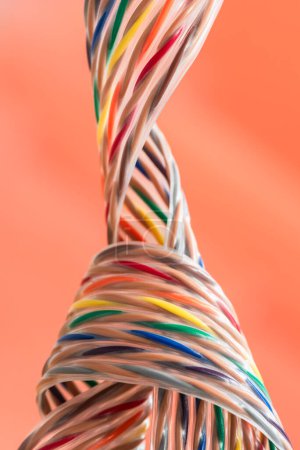 Photo for Multi-colored cable ribbon computer connecting cable close-up - Royalty Free Image