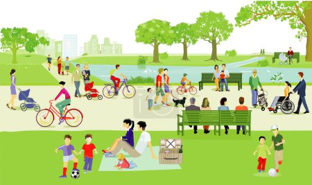 Téléchargez les photos : Loisirs dans le parc avec les gens, illustration - en image libre de droit