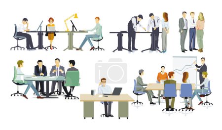 Illustration for Team meeting, business consultation, illustration isolated on white background - Royalty Free Image