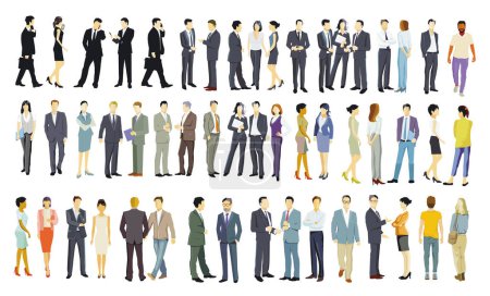 Téléchargez les illustrations : A large group of people together, isolated on white background. Illustration, isolated on white background - en licence libre de droit