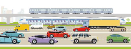 Illustration for Highway and rail transport, illustration - Royalty Free Image