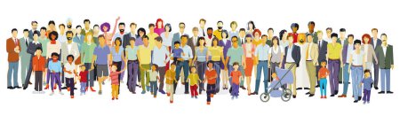 Illustration for Large group of people in community isolated on white background. illustration - Royalty Free Image