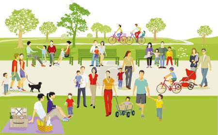 Illustration for Families have a rest in the park, illustration - Royalty Free Image