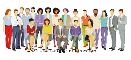 Illustration for A large group of people together, on white background. illustration - Royalty Free Image