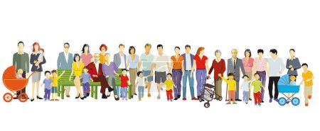 Illustration for Parents and children, big family group illustration - Royalty Free Image
