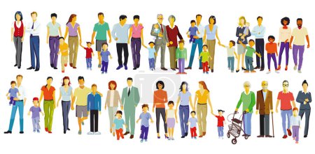 Téléchargez les illustrations : Illustration de groupe parents et enfants - en licence libre de droit