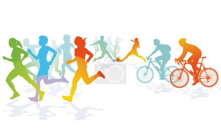 Ilustración de Atleta, corredor, futbolista, ciclista, ilustración - Imagen libre de derechos