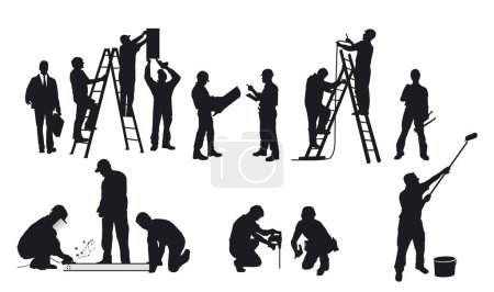 Illustration for Craftsman at construction site isolated on white background. illustration - Royalty Free Image