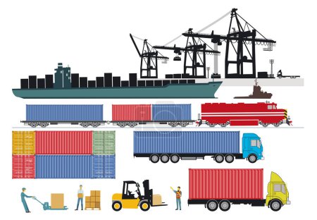 Illustration for Logistics industry, shipping and delivery, illustration - Royalty Free Image