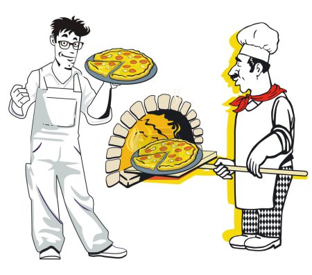Photo for Pizza baker in pizzaria Illustration - Royalty Free Image