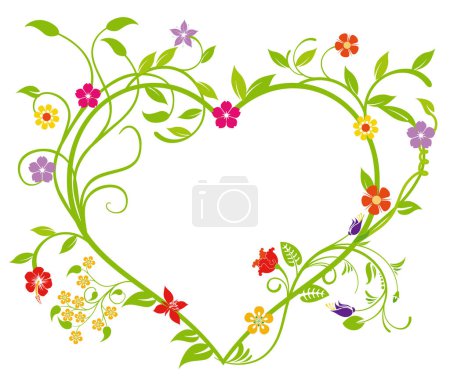Photo for Floral heart with flowers isolated illustration - Royalty Free Image