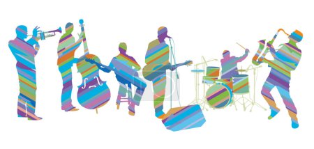 Illustration for Music group on stage Illustration - Royalty Free Image