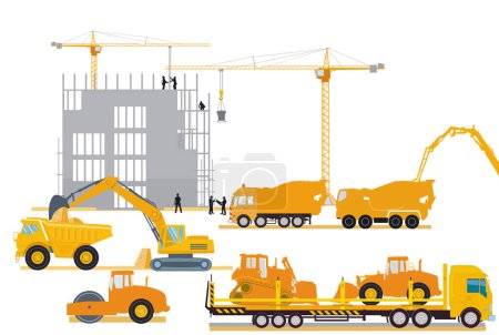Photo for Construction machinery at the construction site, illustration - Royalty Free Image