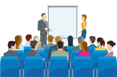 a group of people in the seminar. illustration