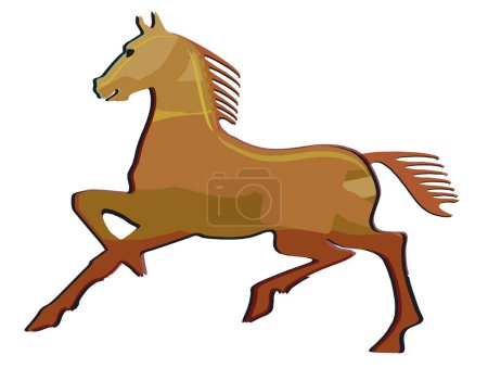 Horse galloping, portrait illustration
