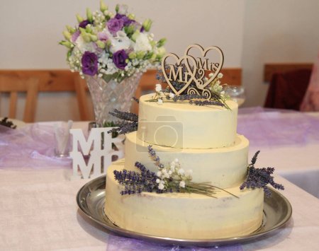 Photo for Small wedding cake as nice food background - Royalty Free Image