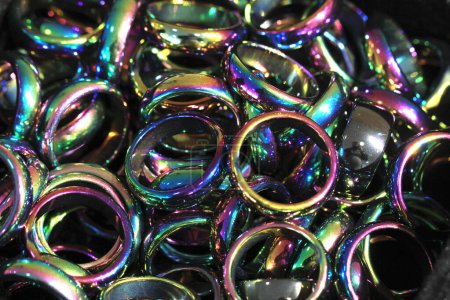 Photo for Hematite color rings as nice rainbow texture - Royalty Free Image