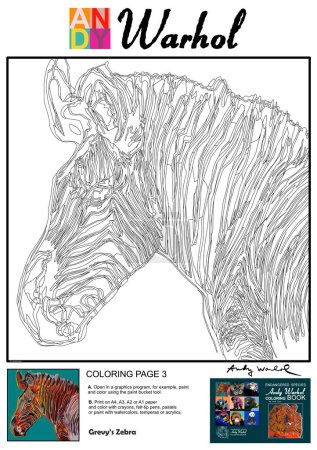 Photo for Grevys Zebra Andy Warhol Coloring Page - Royalty Free Image