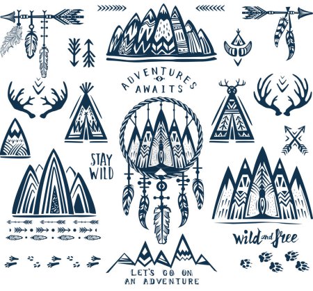 Illustration for Outdoor Wanderlust and adventure labels. Concept for cards, posters and t-shirts - Royalty Free Image