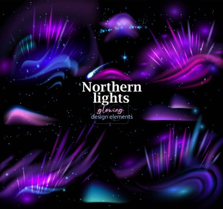 Téléchargez les photos : Lumières nordiques, éléments vectoriels lumineux pour la conception - en image libre de droit