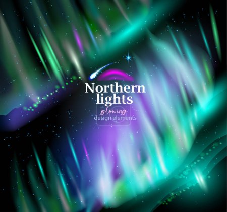 Illustration for Northern lights, Glowing vector elements for design - Royalty Free Image