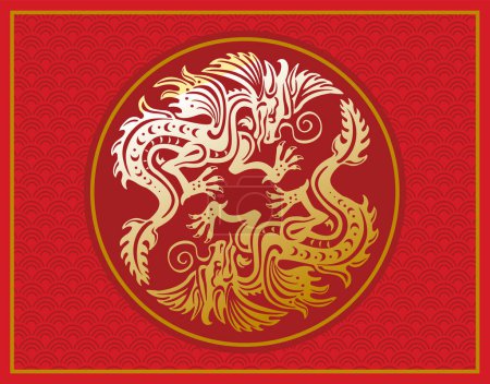 Ilustración de Two Chinese Dragons suitable for Chinese New Year, zodiac Dragon symbol - Imagen libre de derechos