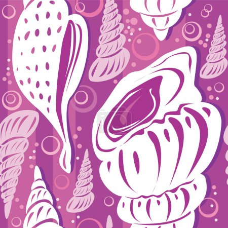 Ilustración de Patrón de concha de colores sin costuras, motivos de playa - Imagen libre de derechos