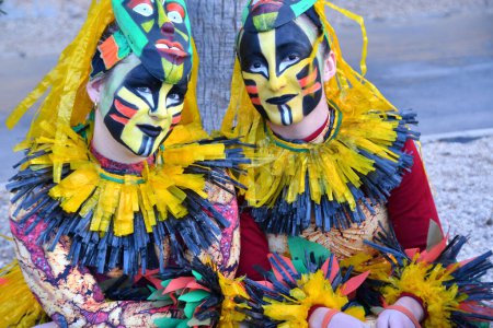 Photo for TORREVIEJA, SPAIN JANUARY 5, 2024: Los Reyes Magos Three wise men parade. Participants take part in the Festive cavalcade of Three Magi Cabalgata de los Reyes Magos - Royalty Free Image