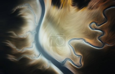 Téléchargez les photos : Abstract orange blur texture effect. Blurred veins water stream backdrop with a smoke style. Smooth motion illustration for your graphic design, banner, background, wallpaper or poster. 3D rendering - en image libre de droit