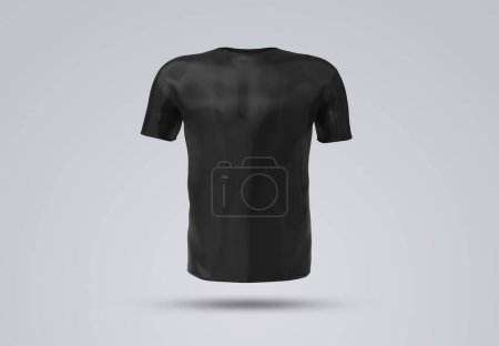 Foto de Isolated black t-shirt with shadow Mockup. Template of empty jersey on white background. Front view - Imagen libre de derechos