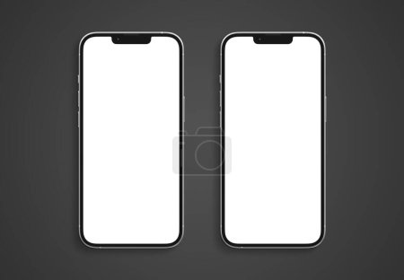 Photo for PARIS - France - March 15, 2023: Newly released Apple smartphone, Iphone 14 pro. Silver color realistic 3d rendering, front screen mobile mockup with shadow and reflection on grey background - Royalty Free Image