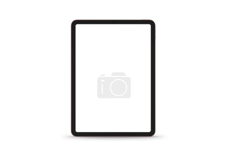 Photo for PARIS - France - April 28, 2022: Apple Ipad Air, pink color - Realistic 3d rendering, front screen tablet mockup on white background - Royalty Free Image