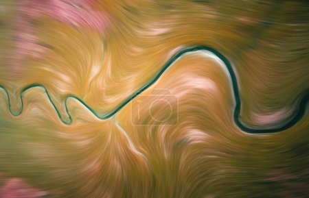Foto de Abstract orange green blur texture effect. Blurred veins water stream backdrop with a smoke style. Smooth motion illustration for your graphic design, banner, background, wallpaper or poster. 3D rendering - Imagen libre de derechos