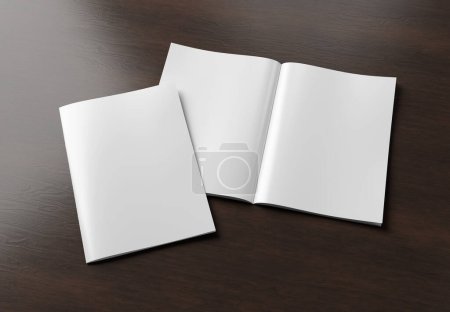Foto de Blanco en blanco A4 revista Mockup aislado sobre fondo blanco 3D renderizado - Imagen libre de derechos