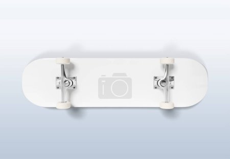 Téléchargez les photos : Modèle de skateboard blanc isolé sur fond blanc. rendu 3D - en image libre de droit