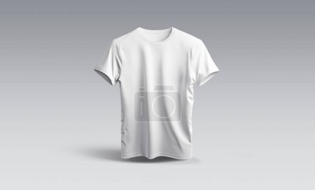 Photo for Isolated t-shirt with shadow Mockup. Template of jersey on grey background. 3d rendering - Royalty Free Image