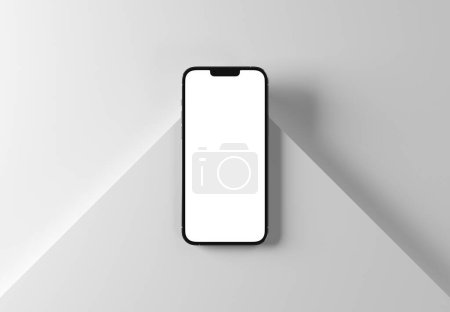 Photo for PARIS - France - March 15, 2023: Newly released Apple smartphone, Iphone 14 pro. Silver color realistic 3d rendering, front screen mobile mockup with shadow and reflection on white display - Royalty Free Image